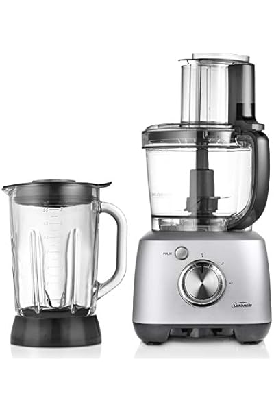 Sunbeam Multi Food Processor Plus | Electric Blender, Chopper, Slicer, Grater, Shredder And More | 2L Bowl And 1.5L Jug| Stainless Steel Whisking And Dough Attachments | LC6500, Silver
