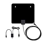 Masione HDTV Antenna Amplified Super Thin Indoor Using - with Detachable Amplifier Signal Booster UHF VHF High Gain and 10ft Excellent Performance Coaxial Cable - 60 Miles Range Digital Antenna