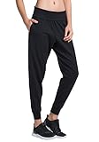 Matymats Women's Sports Harem Sweat Pant Jersey Pocket Jogger (Large / Tag Size 8, Black)