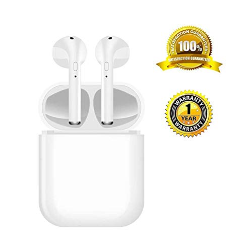 Bluetooth Headset, Bluetooth 5.0 Wireless Earbuds, 3D Stereo noise Canceling Headphones, Sports in-ear Headphones, Built-in hands-free Microphone and fast Charging box for iphoneX ios Samsung Android