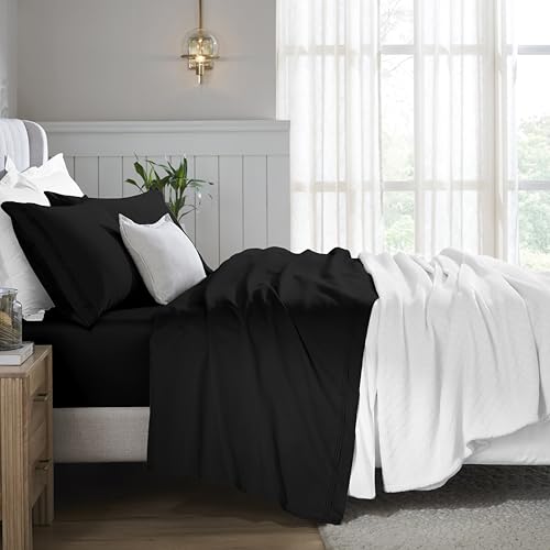 Superior Egyptian Cotton 4 Piece Sheet Set, 650 Thread Count, Modern Design, Su…