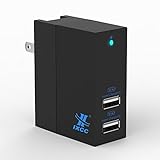 iXCC 20W Dual USB Ports Wall Charger High Speed Charging Travel Charger for iPhone 7 / 6s / Plus, iPad, Galaxy, LG, Nexus and More - Black