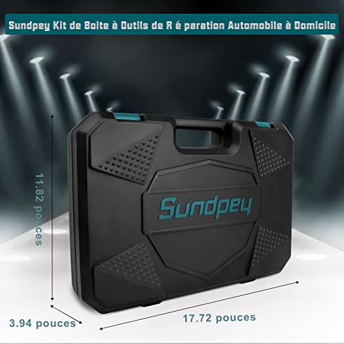 Tool Case 257 Pieces Complete Tool Case – Sundpey Portable Tool Box Hammer Pliers Screwdriver Wrench Socket Tape Measure Tool Kits Repair Combined