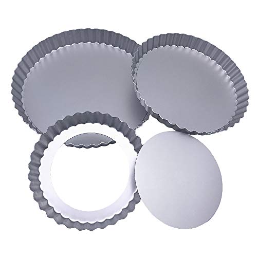 3 Pack(6, 8, 9 inch) Pie Pans Non-Stick Removable Bottom Tart Quiche Pan with Removable Base - Thumbnail 3