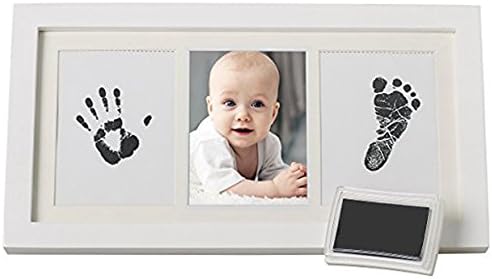 Precious Baby Handprint and Footprint Frame Package-Quality Wood Frame with Safe Clay-Baby Gift,Best Baby Shower or Keepsake Personalized Gift . (white)