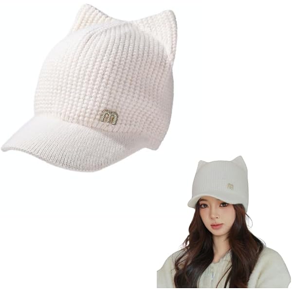 Cute Hat for Women Winter Wool Cat Rabbit Ears Soft Beanie  display picture 3
