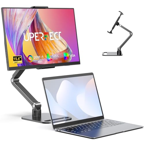 UPERFECT Portable Monitor mit Klappständer Ständer, 15.6" 125% sRGB 2000:1 400Nits Matt FHD HDR EyeCare Ultra-Dünner Zweitbildschirm für Laptop/PC/Smartphone/Sp