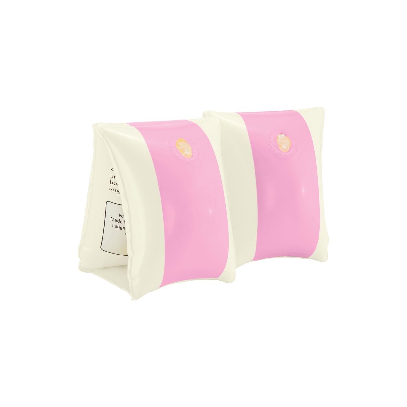 Photo 1 of Petites-Pommes Striped Arm Floaties for Kids Ages 2-6 - Handprinted Classic Inflatable Pool Floaties - Durable, BPA-Free Swimmies with Soft Seams, Safe Valves & Storage Bag - Pink