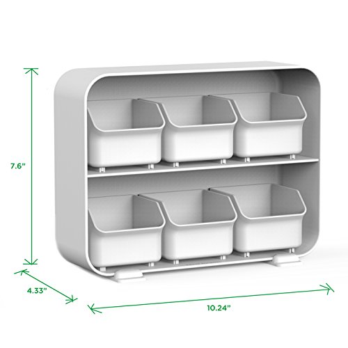 Mind Reader 6 Drawer Tea Bag Holder and Organizer, White