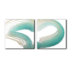 2 Panel Square Canvas Wall Art - Abstract Color Brush Stroke - Giclee Print Gallery Wrap Modern Home Art Ready to Hang - 12"x12" x 2 Panels