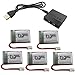 Fytoo 5PCS 3.7V 220mah Lithium Battery with 1PCS 5 IN1 Charger for E010 GoolRC T36 NINHUI NH010 F36 JJRC H36 HS210 SANROCK GD65A ATOYX AT-66 Four-axis Aircraft