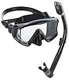 Phantom Aquatics Panoramic Scuba Mask Snorkel Set, All Black