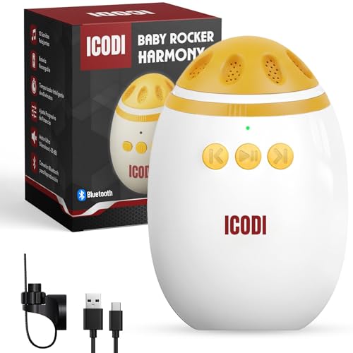 ICODI Baby Rocker Harmony - Automatic Rocking Chair for Baby Hammock with Bluetooth, Universal Baby Rocker for Stroller and Crib with Soothing Sounds, USB-C Rechargeable 1200mAh, Adjustable Swinging