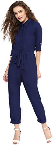 Uptownie Lite Solid Navy Roll Up Jumpsuit