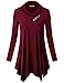 Cestyle Swing Shirt, Womens Long Sleeve Cowl Neck Flowy Shirt Casual Tunic Top Wine Large