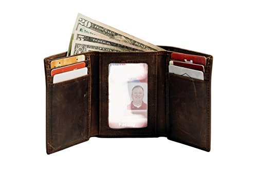Stealth Mode Trifold RFID Blocking Brown Leather Wallet for Men