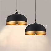 KPIBEST Black Industrial Pendant Light Fixture, Farmhouse Decor Adjustable Metal Hanging Lamp, Kitchen Island Ceiling Hanging