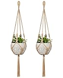 Mkono 2 Packs Small Macrame Plant Hangers Jute Hanging Planter for Indoor Outdoor Wall Window Home Decor 30 Inch