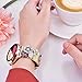 V-MORO Strap Compatible with Galaxy Watch Active2 40mm 44mm Bands Rose Gold Women 20mm Fashion Flower Genuine Leather Band Replacement for Samsung Galaxy Watch Active 2 40mm 44mm/Galaxy Watch 42mm