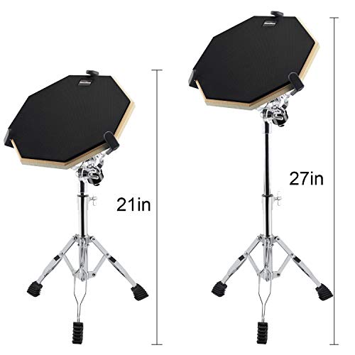 Silent Drum Practice Pad, 12 Inch Double Sided Drum Pad with Adjustable