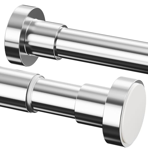Pressure Curtain Rod Extendable Curtain Rod for Curtain without Drilling Suitable for Bathroom Shower Room Curtains, Length 85 - 160 cm, Diameter 25 mm, Silver