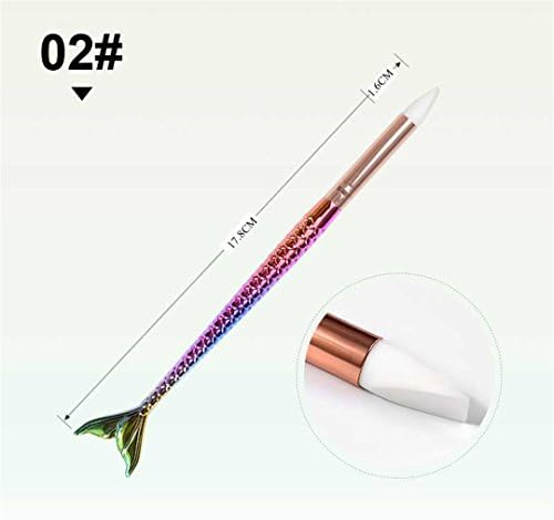 5 Types Mermaid Handle Nail Art Brush Pen Silicone Head Carving Emboss 3D Shaping Hollow Sculpture DIY Manicure Dotting Tools 02
