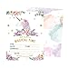 EXIJA 25 Pack Glitter Unicorn Invitations with 25 Envelopes and 40 Unicorn Stickers, Unicorn Party Supplies, Unicorn Party Invitations for Girls Birthday