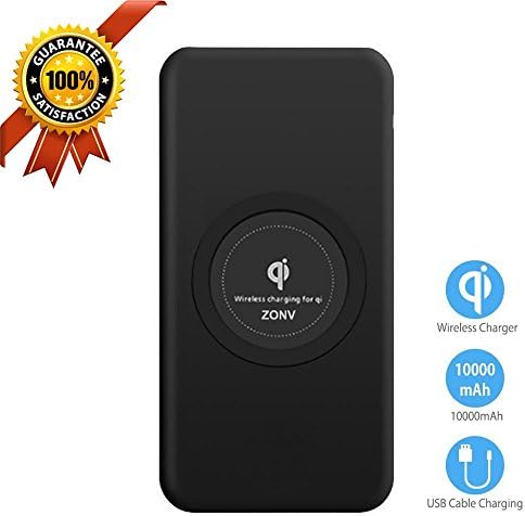 2019 Christmas Day Gift Wireless Power Bank 10000mAh, Portable Charger USB Type C External Battery Pack Charging for Smartphone and All Qi-Enabled Device by ZONV