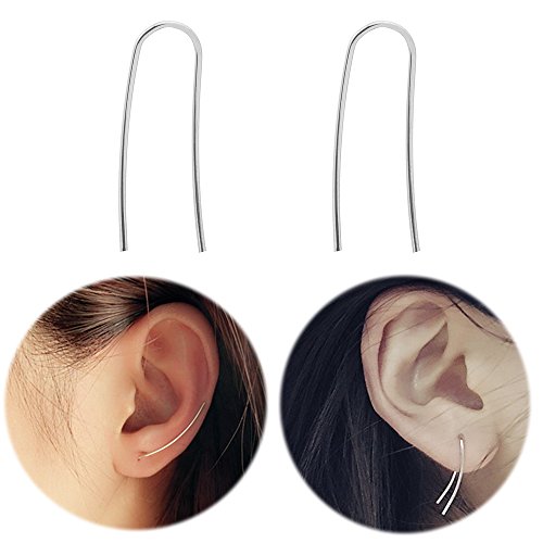 U Studs Ear Crawler Earrings Cuffs Climber Ear Wrap Pin Cute Women Vine Pierced Charms Geometric Hoops Clip on Jewelry Silver Plated