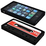 Cbus Wireless brand Black/Red Silicone Cassette Tape Case / Skin / Cover for Apple iPhone 4S / iPhone 4