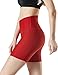 TSLA Women's High Waisted Bike Shorts, Workout Running Yoga Shorts with Pocket, Athletic Stretch Exercise Shorts, 7'' Pocket Red, Large