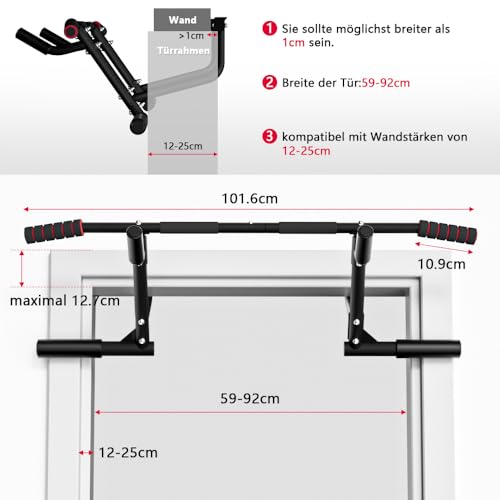 ONETWOFIT Pull Up Bar for Door Frame, Door Pull Up Bar with 6 Holes Design, Pull Up Bar 2026 Strength Training, for Home (up to 210 kg)