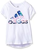 adidas Little Girls' Short Sleeve Graphic Tee Shirts, White, 5