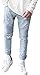 Just No Logo Men's Slim Fit Light Blue Ripped Jeans Destroyed Denim(32W,Light Blue)