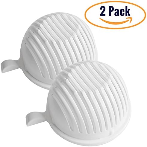 [2-PACK] White/Green Salad Cutter Bowl Set - 4 In 1 Multi-Functional- Make Your Salad in 60 Seconds with this Fast & Easy To Use Salad Chopper, Cutting Board, Strainer & Bowl (White)