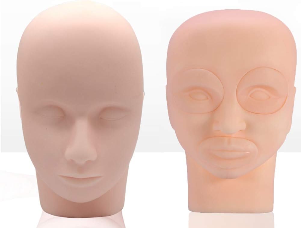 Mooka Shop 3D Lips Eyes Eyebrow Eyeliner Tattoo Practice Mannequin Head Makeup Training Model Eyelash Extension Blank Fake Face Skin Accessories Maniquins Head Manaquine Heads (Type 1)