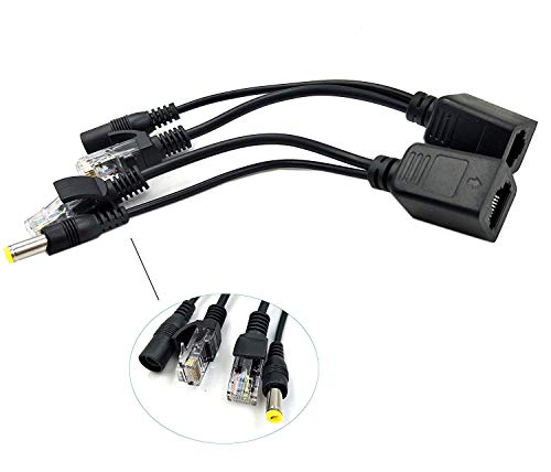 Poyiccot 1 Pair Passive PoE Injector and Splitter Kit with 5.5x2.1 mm DC Power Adaptor Connector,Black - Thumbnail 6