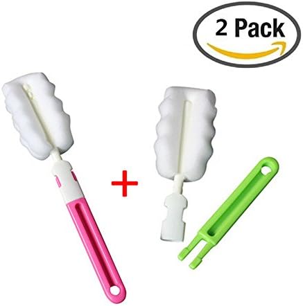 Water Bottle Brush Cleaner Sponge Long Handle Kitchen Scrub For Baby Bottle Coffe Tea Glass Cup,No Scratch Washing Cleaning Tools Pack Of 2