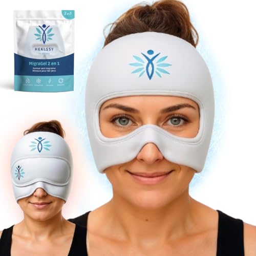 2-in-1 Premium Therapeutic Hot / Cold Migraine Mask - MigraGel, Cap + Detachable Mask (Eye Opening) • Relieves Migraines, Headaches & Eye Fatigue