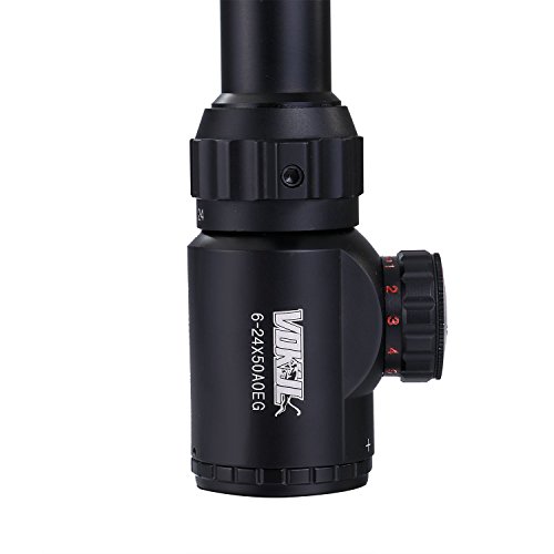 VOKUL 6-24x50mm Red & Green Hunting Rifle Scope Illuminated Crosshair Gun Scopes with Free Mounts and Lens Cover Illuminated Level: 5 Intensity (Red) and 5 Intensity (Green) - Thumbnail 3