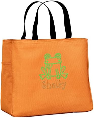 Canvas Essential Tote Bag by All About Me Company | Personalized Frog Shoulder Bag - Customize Your Tangerine