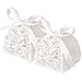 YOZATIA 50pcs Laser Cut Rose Candy Boxes, 2.6 x 2.6 x 2.8 Inches Gift Boxes for Anniverary Party Wedding Favor(White)