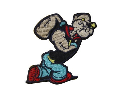 POPEYE Iron On Patch (Lot of 2 pieces) Applique Embroidered Sailor Man Motif Fabric Decal 3 x 2.8 inches (7.5 x 7 cm)