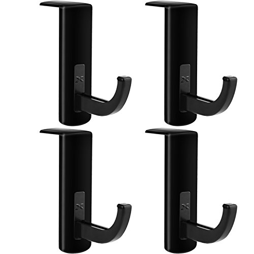 Mudder 4 Pack Headphone Headset Hanger Monitor Stand Holder Headset Stick-on Hook, Black