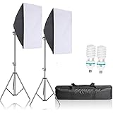 Selens 1200W Professional Photography Lighting Kit with 20"x28" Softbox, E27 Socket Light Bulbs, stands,   Carrying Bag for Photo Studio Portraits,Product Photography and Video Shooting