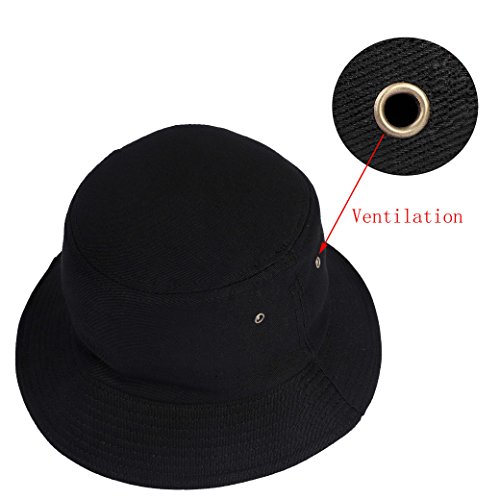 Fischerhut Baumwolle Bucket Hat Unisex Strandhut Freizeithut Schlapphut Schwarz – Bild 8