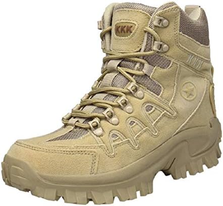 Men Outdoor Hiking Leather Boots Lace up High Top Ankle Sneakers Combat Boot by Lowprofile