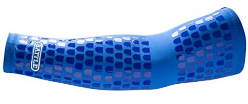 Battle Ultra-Stick Full Arm Sleeve - Compression Support Sleeves with Ultra-Tack Grip - Forearm and Elbow  Protection, Single, Blue, Large/X-Large