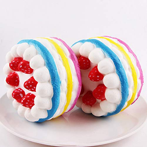 Squeeze Toys, Mochi Squishy Toy Kawaii Oversized Strawberry Cake Model, Slow Rebound Decompression Venting Toy Stress Relief Toys Hop Props Kneading Sensory Toys Gift for Kids Adults (Multicolor) - Thumbnail 5