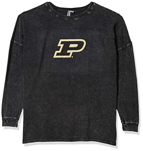 chicka-d Purdue Boilermakers Women's Oversized Team Icon Shirt Graphite, Medium